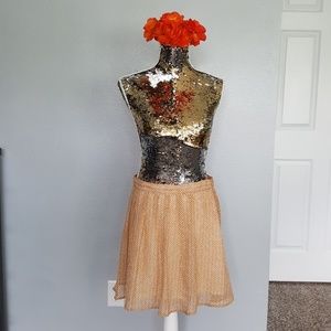 Old Navy Beige Chevron Pleated Mini Skirt